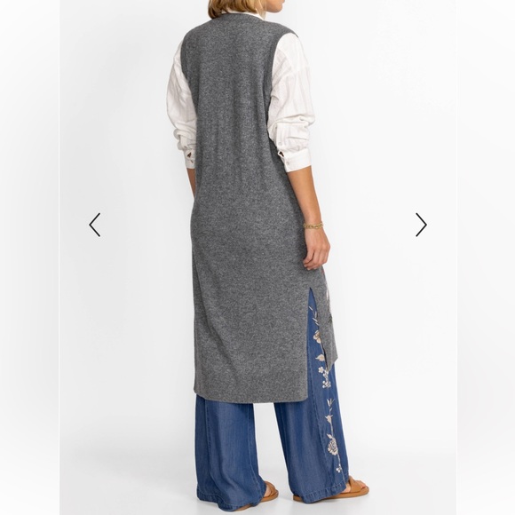 Johnny Was Heron Embroidered Wool Cashmere Midi Vest Gray Designer Size XS - Picture 8 of 16